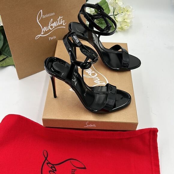 SOLD!!!!   Women’s Christian Louboutin Mara patent dual buckle sandals size 36.5 - Picture 1 of 12